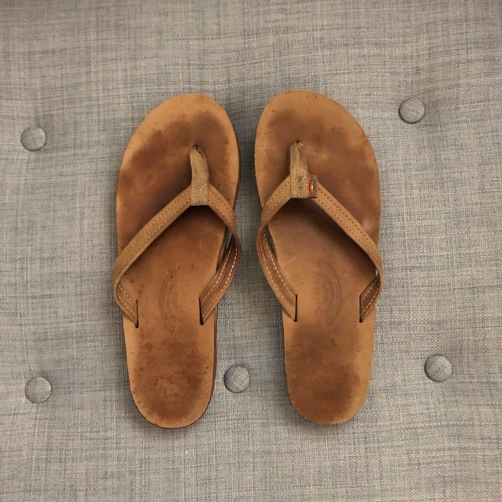 Leather Rainbow Flip Flops